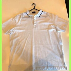 White Polo Shirt with Navy Trim